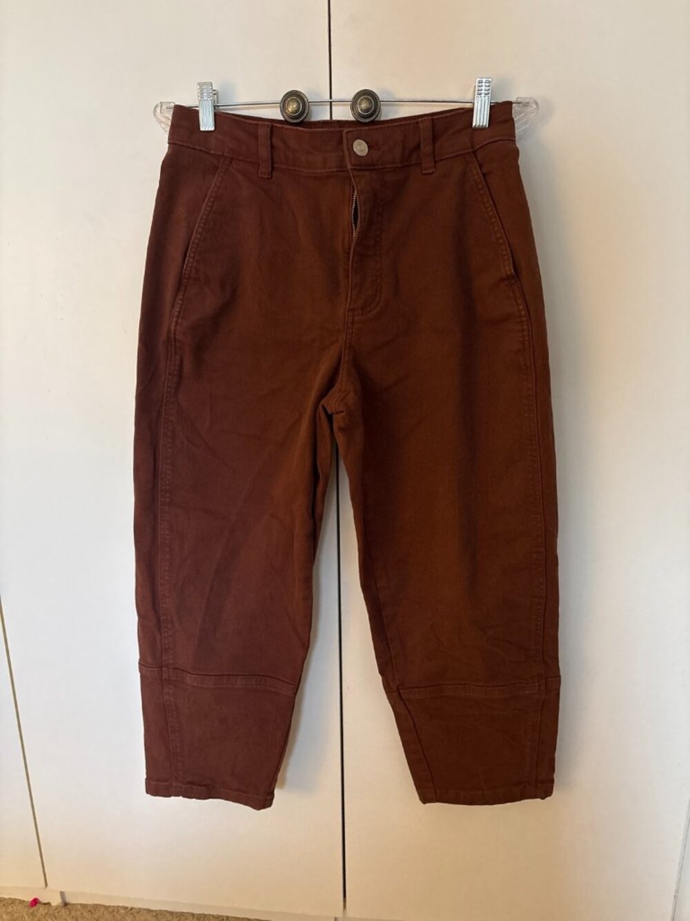 Everlane Cotton Twill Chino Pants, Brown, Wide Leg Cropped, Size 8R